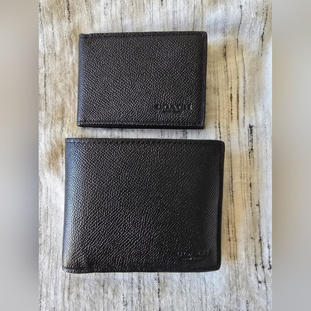 NWOT Coach Black Crossgrain Leather 3-in-1 Wallet
